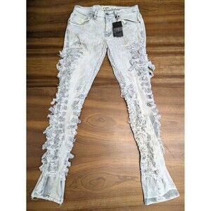 Mens FWRD DENIM CO. Patchwork Ripped Denim Jeans Distressed Size 30x32 Stacked